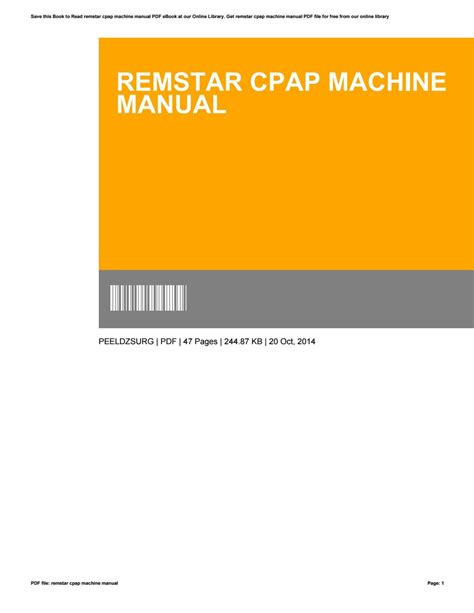 Remstar cpap machine manual by Paul - Issuu