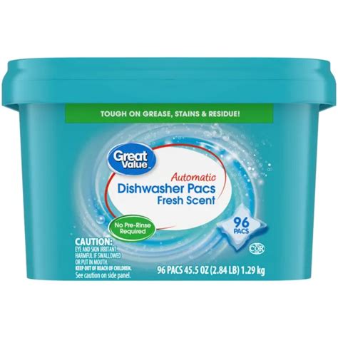 GREAT VALUE PACS Dishwasher Detergent Pods, Clean and Fresh Scent, 45.5 Ounce.. $15.00 - PicClick