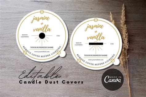 Candle Dust Cover Template, Editable & Printable Candle Dust, Boho Dust ...