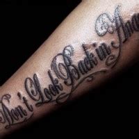 Different-printed three-line quote tattoo for men on arm - Tattooimages.biz