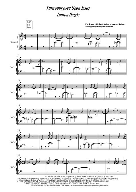 Turn Your Eyes Upon Jesus (arr. by ezequiel zeferino) Sheet Music | Lauren Daigle | Easy Piano