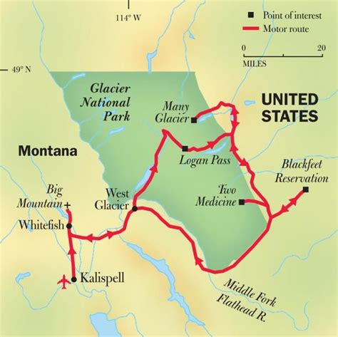 Road Map Of Glacier National Park