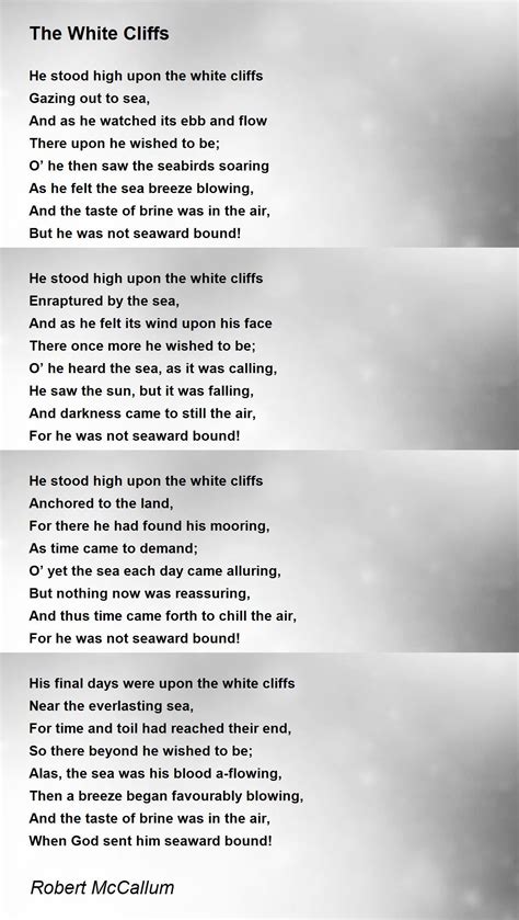 The White Cliffs Poem by Robert McCallum - Poem Hunter