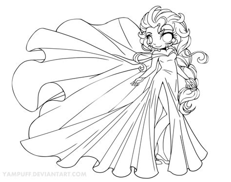 Elsa Chibi Lineart by YamPuff on DeviantArt | Colour Kids | Chibi coloring pages, Princess ...