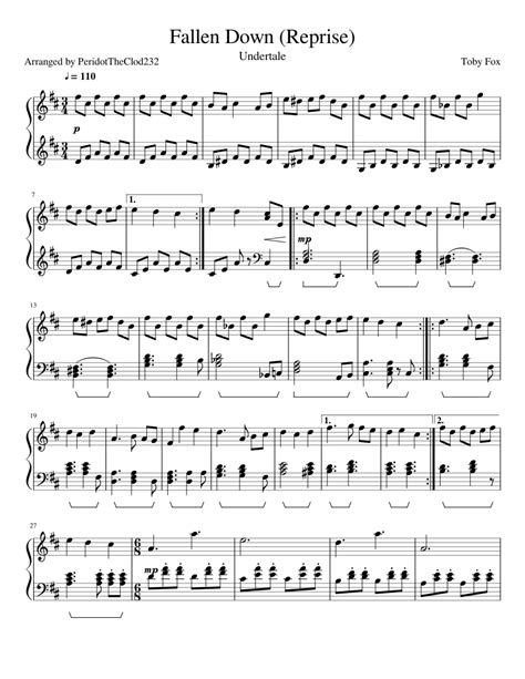 Fallen Down (Reprise) Sheet music for Piano (Solo) | Musescore.com