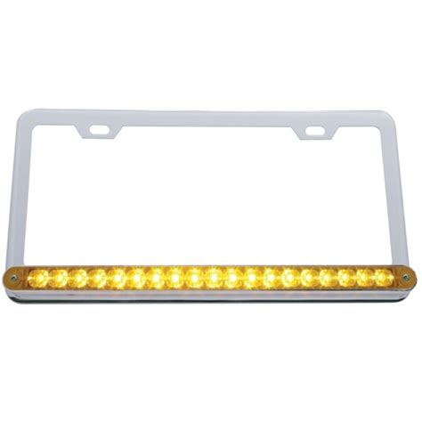 Chrome License Plate Frame With 19 LED 12" Reflector Light Bar - Red ...