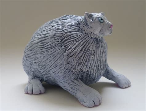 White Snow Cat Sculpture Unique Handmade Folk Art Figurine - Etsy