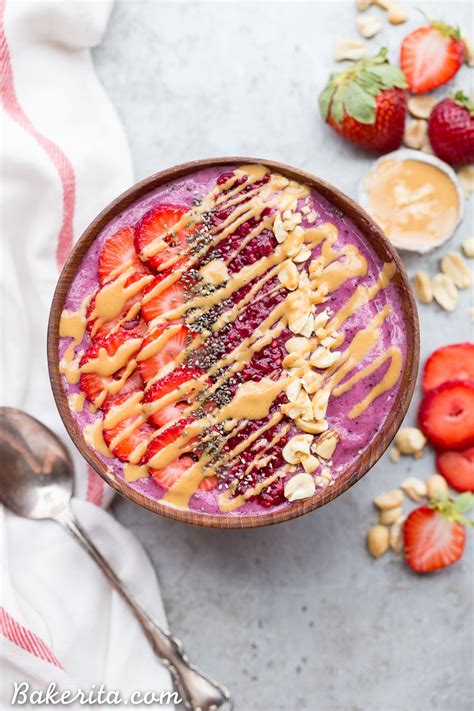 Peanut Butter & Jelly Smoothie Bowl (Gluten Free + Vegan) • Bakerita