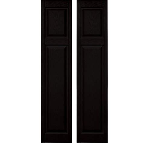 Builders Edge 15 in. x 67 in. Cottage Style Vinyl Exterior Raised Panel Shutters Pair #002 Black ...