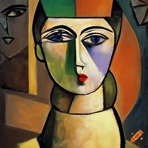 Pablo picasso's cubist painting of a noble lady on Craiyon