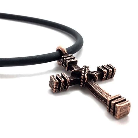 Rugged Cross Necklace Copper Copper Necklace, Tag Necklace, Cross ...