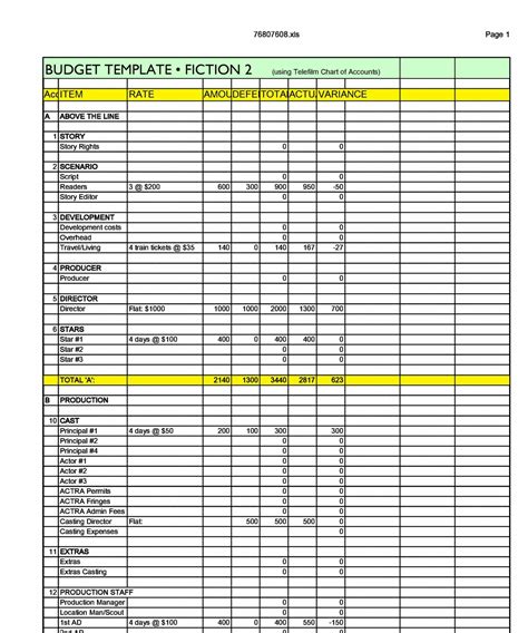 Editable 33 Free Film Budget Templates Excel Word ᐅ Templatelab Reality Show Budget Template Doc ...