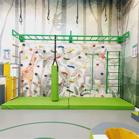 Buy Sensory Climbing Wall With Monkey Bars & Graphic Wallpaper at Moon Kids Home