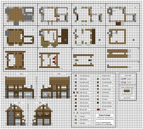 Poppy Cottage - Medium Minecraft House Blueprints by planetarymap on DeviantArt | Minecraft ...