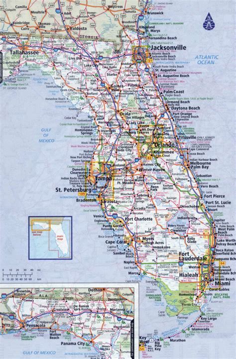 Large Print Map Of Florida With Cities | Maps Of Florida