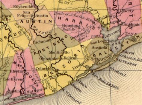 Texas State 1845 Mitchell Historic Map Reprint