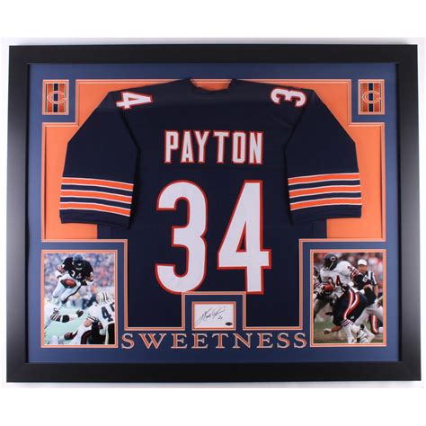 Walter Payton Signed Chicago Bears 35x43 Custom Framed Cut Display with Jersey (Payton COA ...