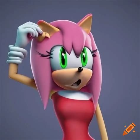 3d animation meme of confused amy rose on Craiyon