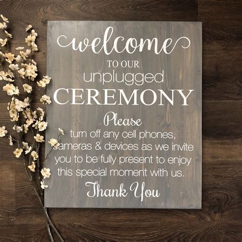 Unplugged Wedding Sign / Wood Wedding Welcome Sign / Rustic Wood Unplugged Ceremony Sign ...