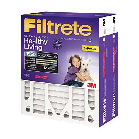 Filtrete 16x25x4(SlimFit), AC Furnace Air Filter, MPR 1550 DP, Healthy Living Ultra Allergen ...