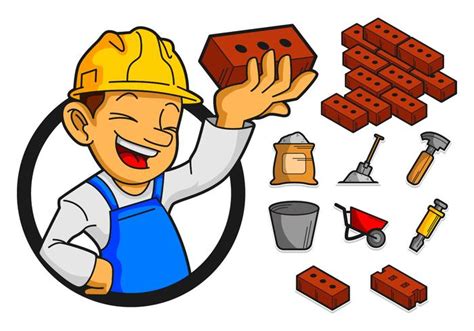 Bricklayer And Tools Icon Vector 112681 Vector Art at Vecteezy