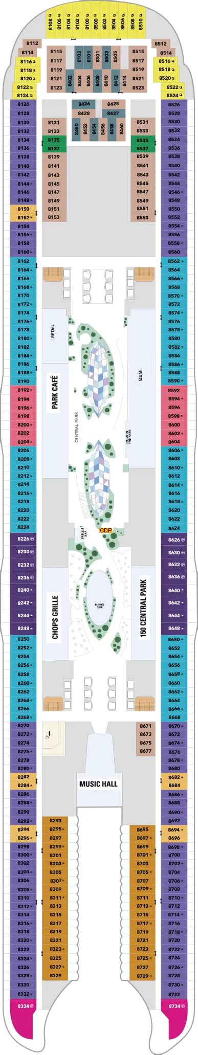 Utopia of the Seas Deck 8 deck 8 plan | Cruisedeckplans.com