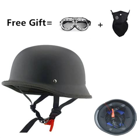 CHROME MIRROR German military style motorcycle helmet DOT open face ...