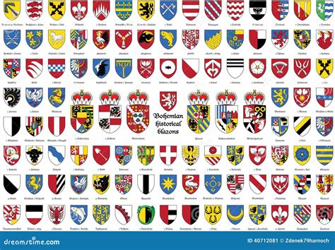 Bohemian Historical Blazons, Czechs Coat of Arms, Stock Illustration ...