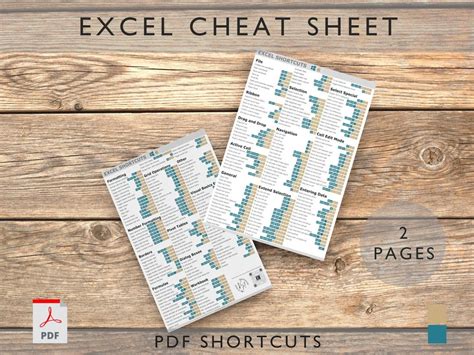 Microsoft Excel Shortcuts Printable Excel Cheat Sheet - Etsy Excel ...