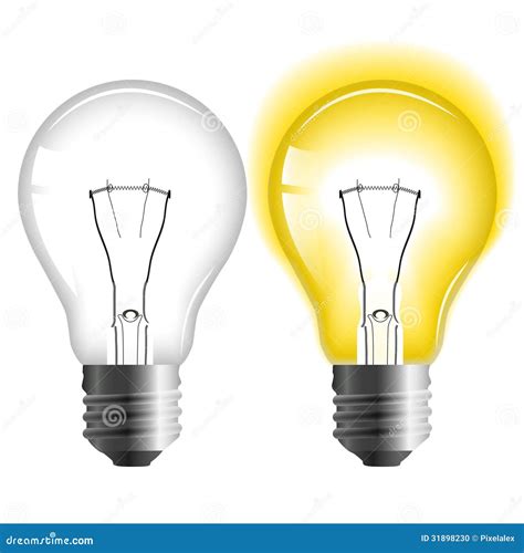 Turned Off Light Bulb And Glowing Light Bulb On Black And White Background , Transparent Vector ...