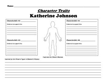 Katherine Johnson "Character Traits" Worksheet by Northeast Education