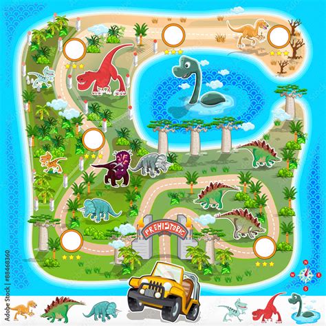 Prehistoric Zoo Map Collection 01 Stock Vector | Adobe Stock