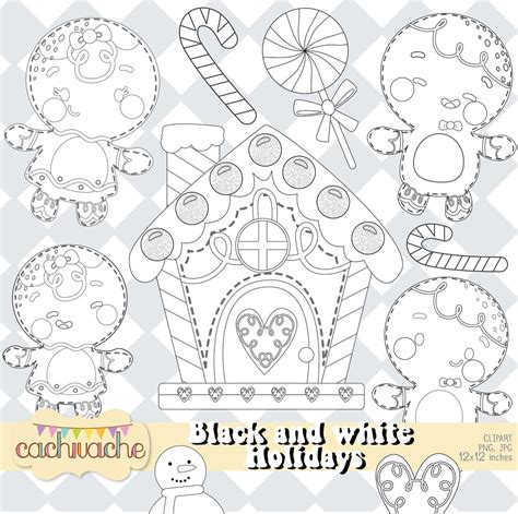 Outline Gingerbread Clipart Outline Clipart Outline - Etsy