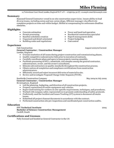 Professional General Contractor Resume Examples