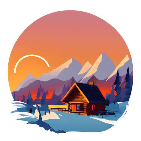 Smoky Mountain Sunset Cabin Graphic · Creative Fabrica