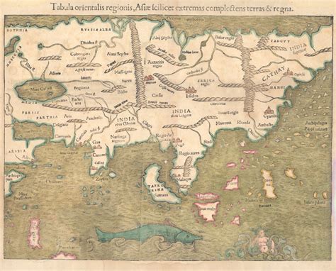 Map of India based on Ptolemy's geography from "Tabula orientalis ...