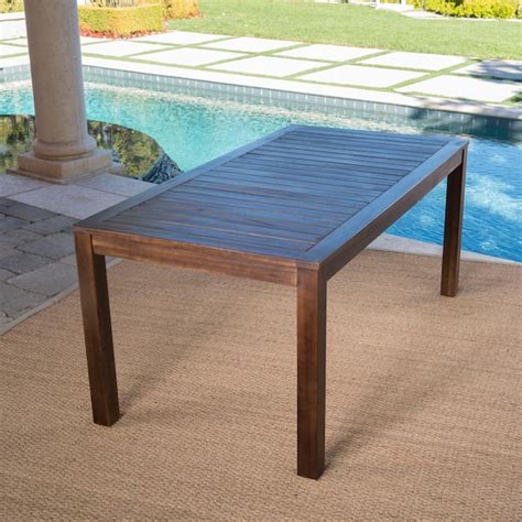 Noble House Dark Brown Rectangular Wood Outdoor Dining Table 11256 - The Home Depot