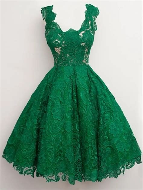 2016 Hot Sell Emerald Green V Neck Sleeveelss Knee Length Cocktail Dress Lace Short Formal Dress ...