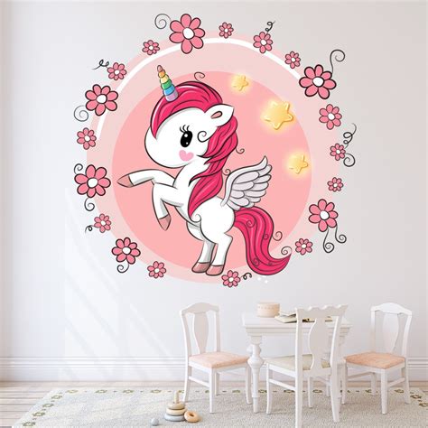 Flower Unicorn Pink Wall Sticker