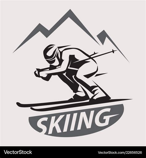 Skiing stylized symbol logo or emblem template Vector Image