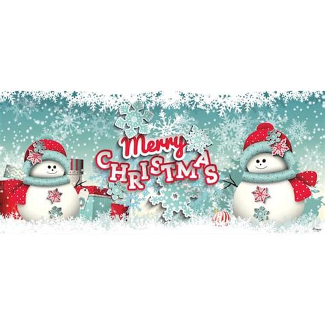 My Door Decor 7 ft. x 16 ft. Snowman Merry Christmas-Outdoor Christmas ...