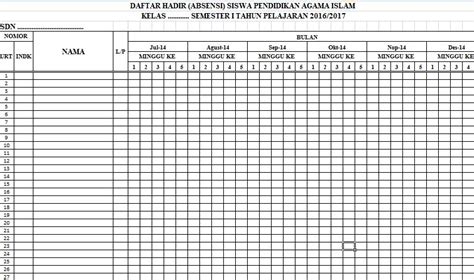 Daftar Hadir Siswa Excel