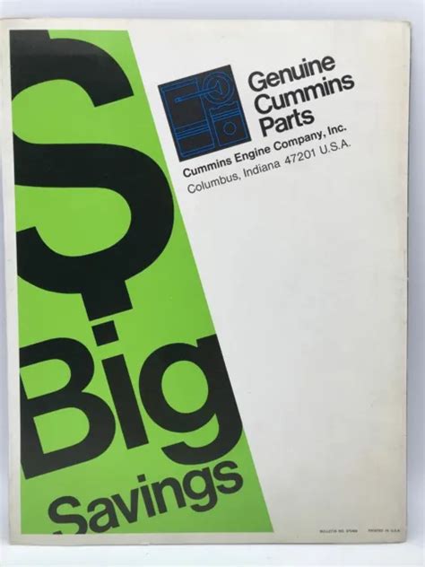 1966 GENUINE CUMMINS PARTS Diesel Commercial Truck Dealer Catalog Brochure $6.00 - PicClick