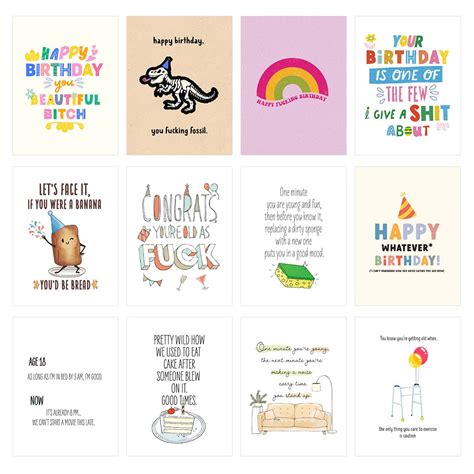 Funny Birthday Cards 12 Pack (Assorted) – Big Moods