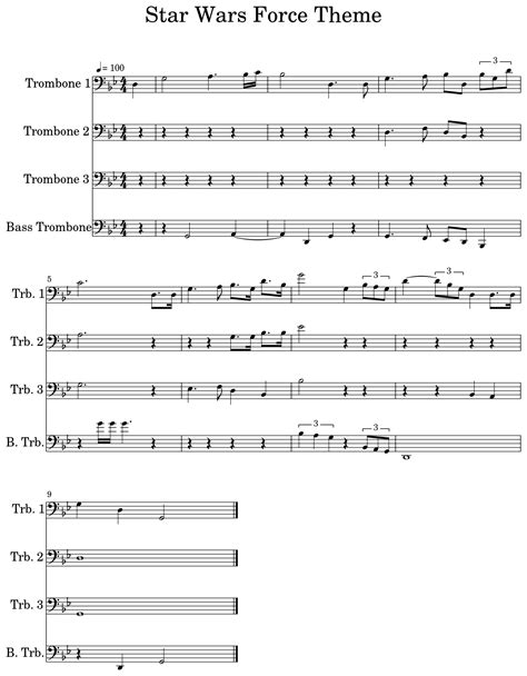 Star Wars (Main Theme) Trombone From 'Star Wars' Sheet Music (Trombone ...