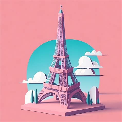 Premium AI Image | Eiffel Tower in Paris France 3D illustration