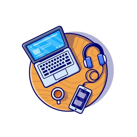 Free Vector | Laptop, Smartphone And Headphone Cartoon Icon Illustration. Business Technology ...