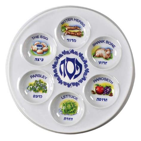 Round Seder Plate With Colorful Seder Foods|Passover