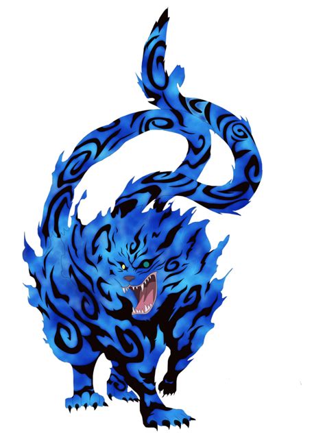 Day 26: Favorite Biiju (pt.1) Matatabi For the design, a flaming blue cat with tribal design ...