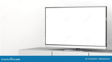 Led tv with blank screen stock illustration. Illustration of wood ...